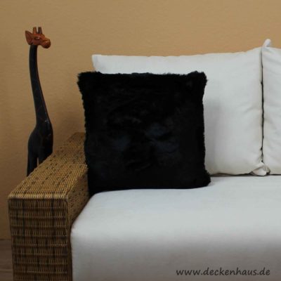 Kunstfellkissen Orsino schwarz, 45x45 cm, passt auf jedes Sofa